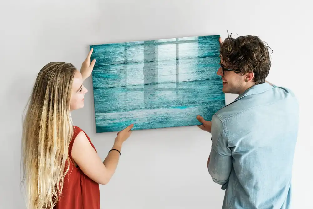 Tableau magnétique en bois bleu vieilli pour écriture