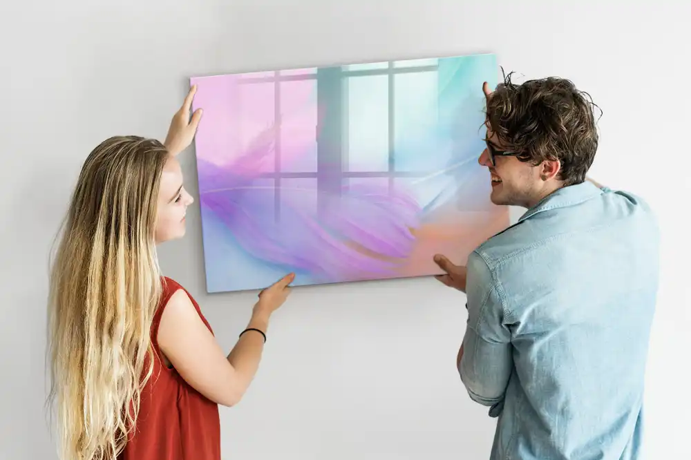 Tableau blanc magnétique effaçable à sec à motif de plumes d'oiseaux multicolores