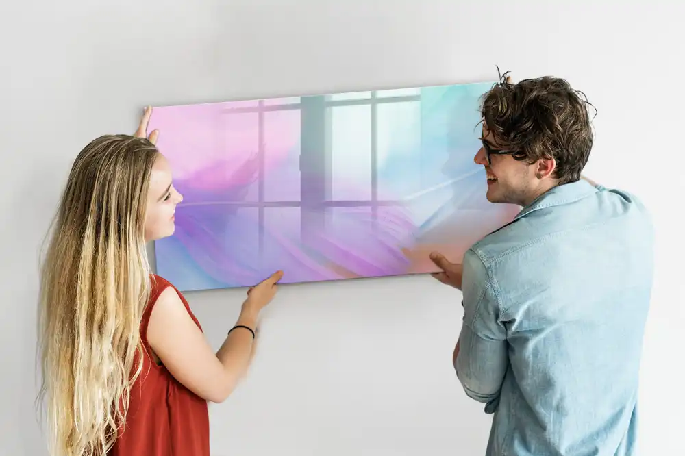 Tableau blanc magnétique effaçable à sec à motif de plumes d'oiseaux multicolores
