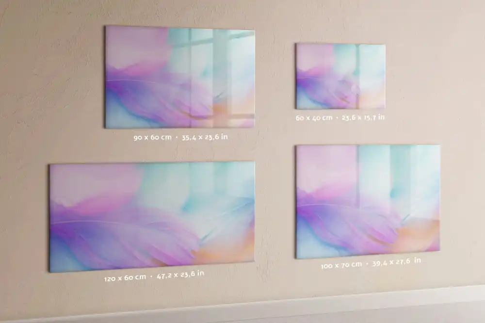 Tableau blanc magnétique effaçable à sec à motif de plumes d'oiseaux multicolores