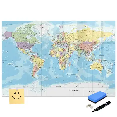 Tableau magnétique éducatif carte politique des continents