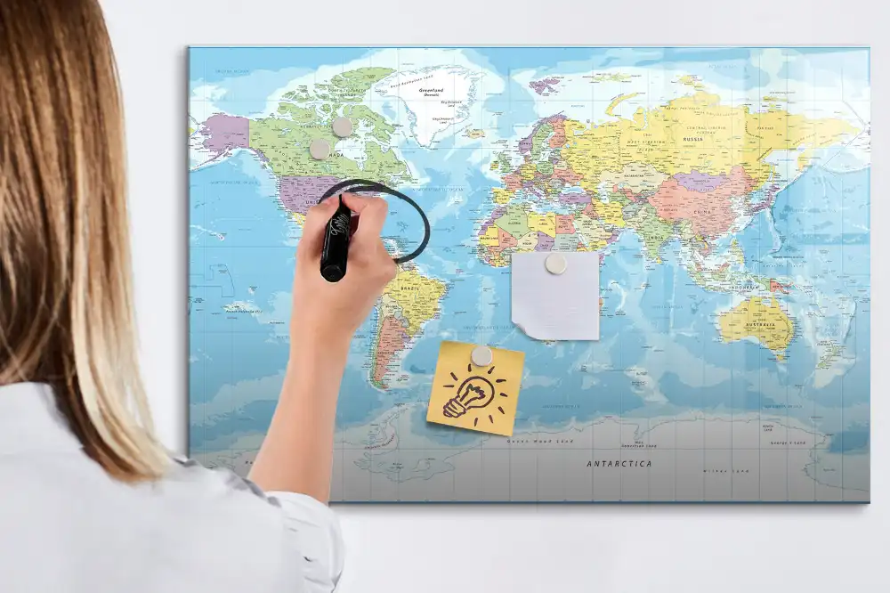 Tableau magnétique éducatif carte politique des continents
