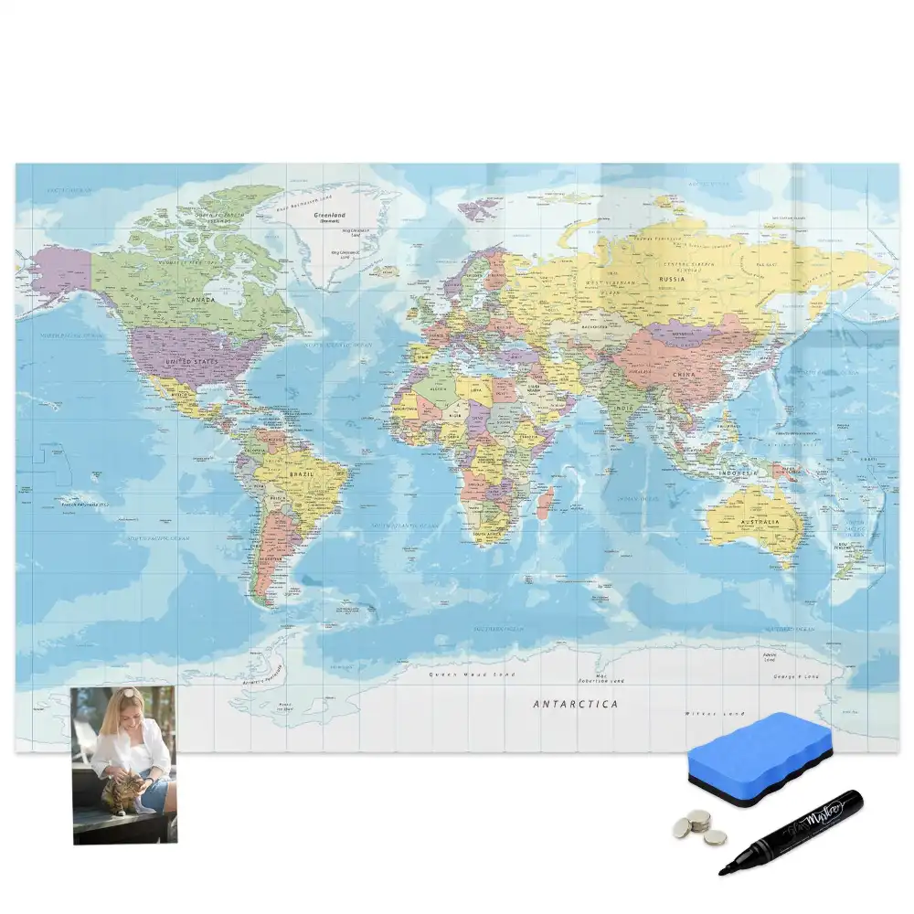 Tableau magnétique éducatif carte politique des continents