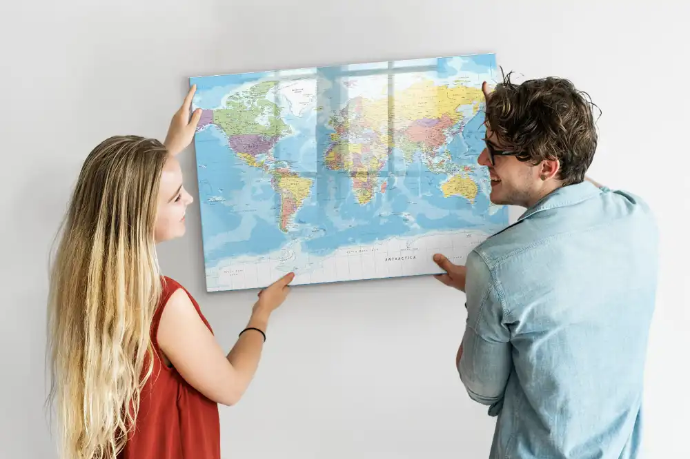 Tableau magnétique éducatif carte politique des continents