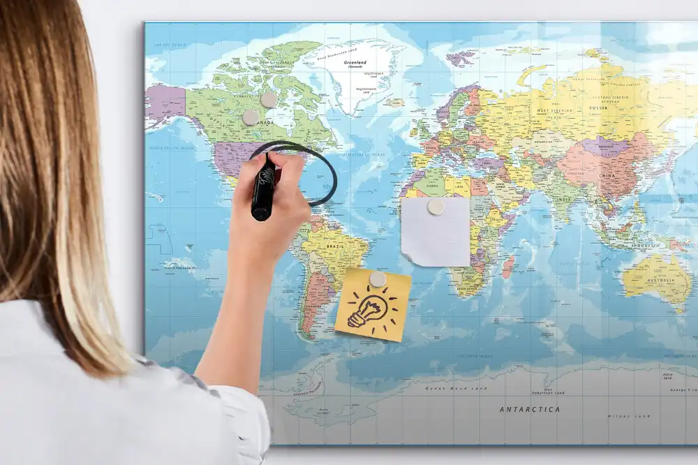 Tableau magnétique éducatif carte politique des continents