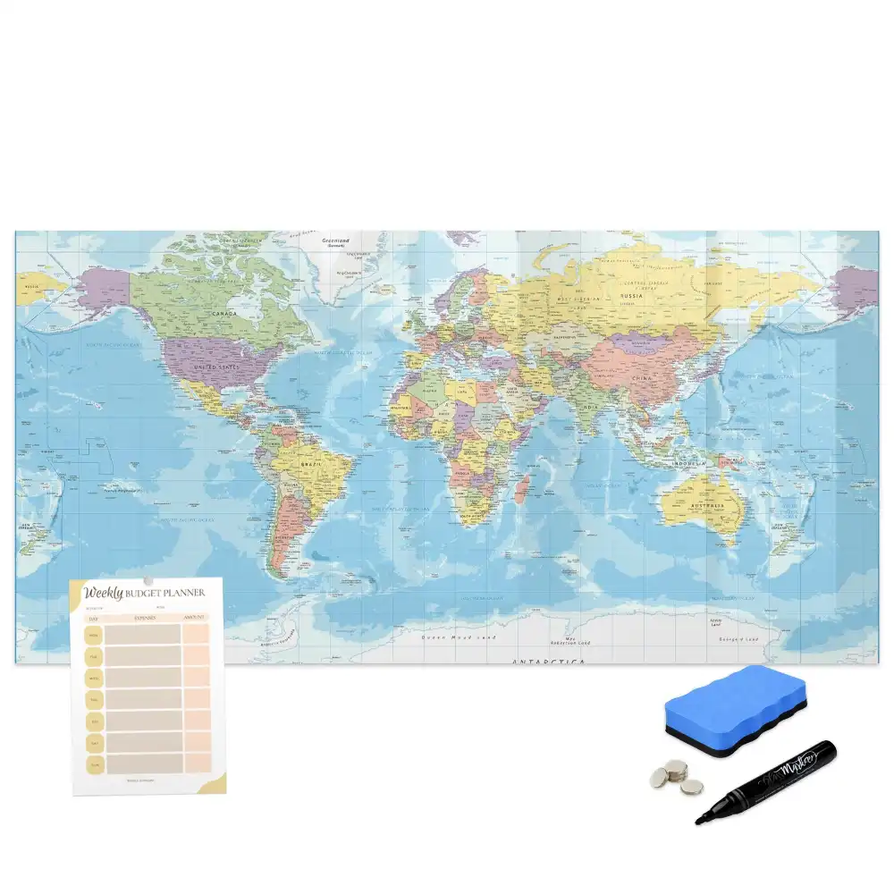 Tableau magnétique éducatif carte politique des continents