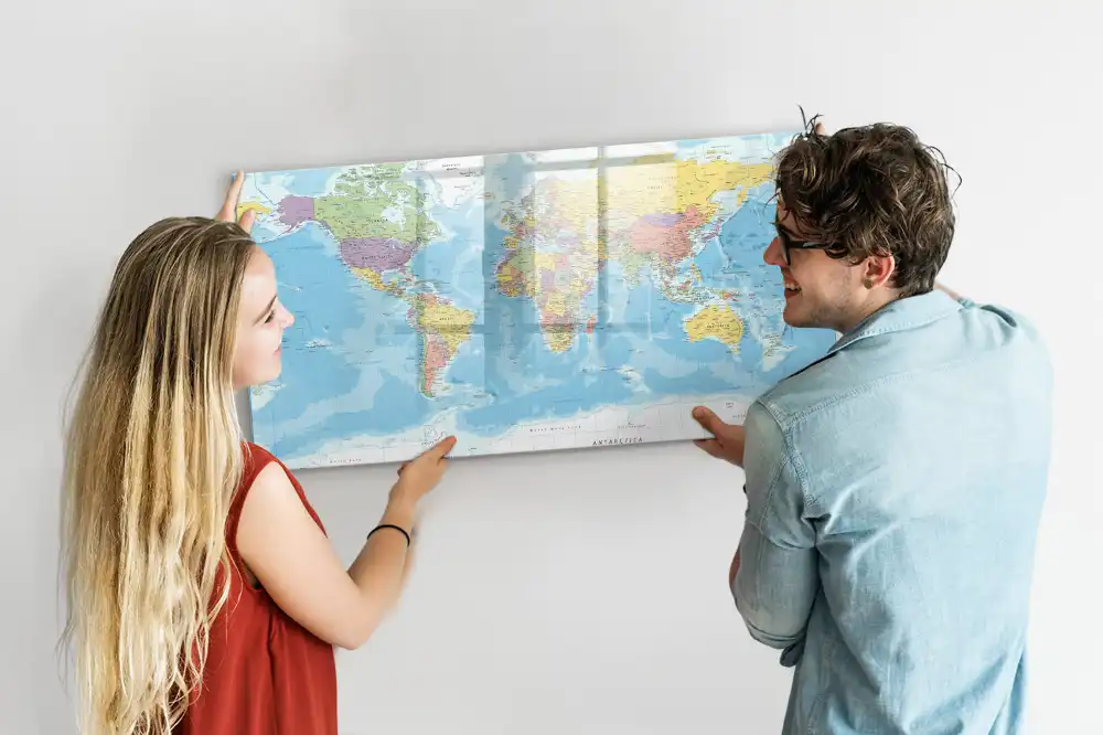 Tableau magnétique éducatif carte politique des continents