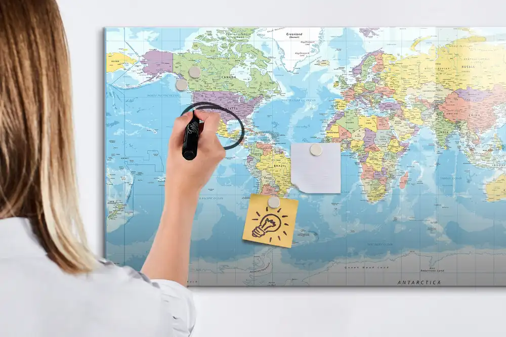 Tableau magnétique éducatif carte politique des continents
