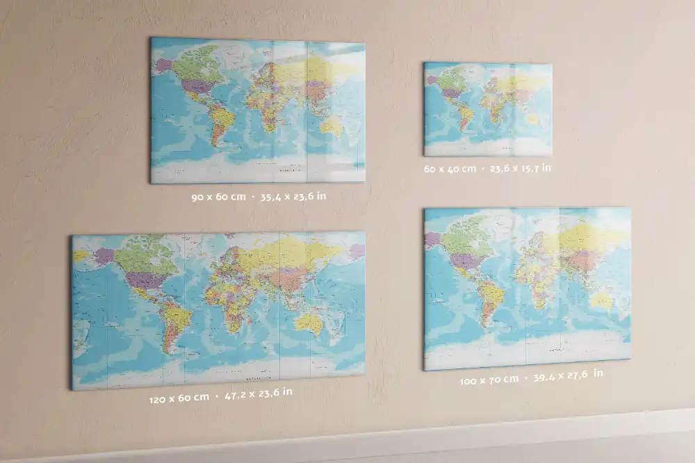 Tableau magnétique éducatif carte politique des continents