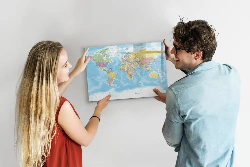 Tableau magnétique éducatif carte politique des continents