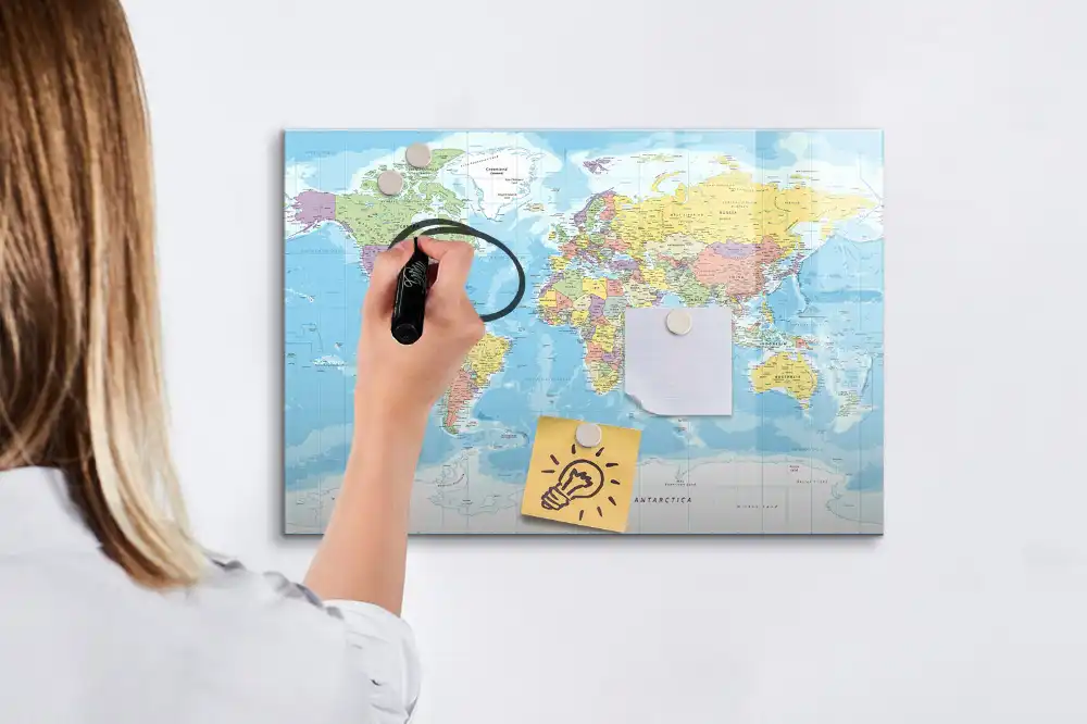 Tableau magnétique éducatif carte politique des continents