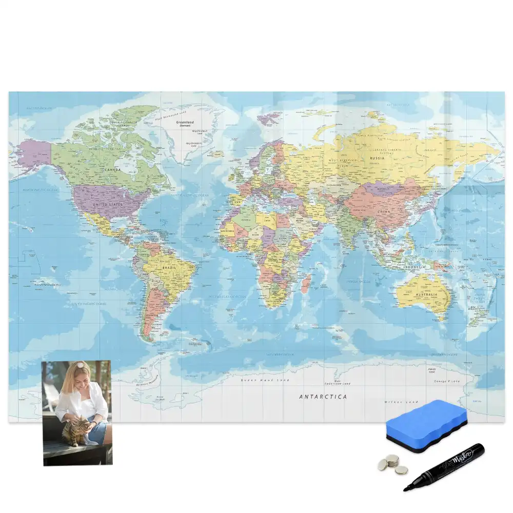 Tableau magnétique éducatif carte politique des continents