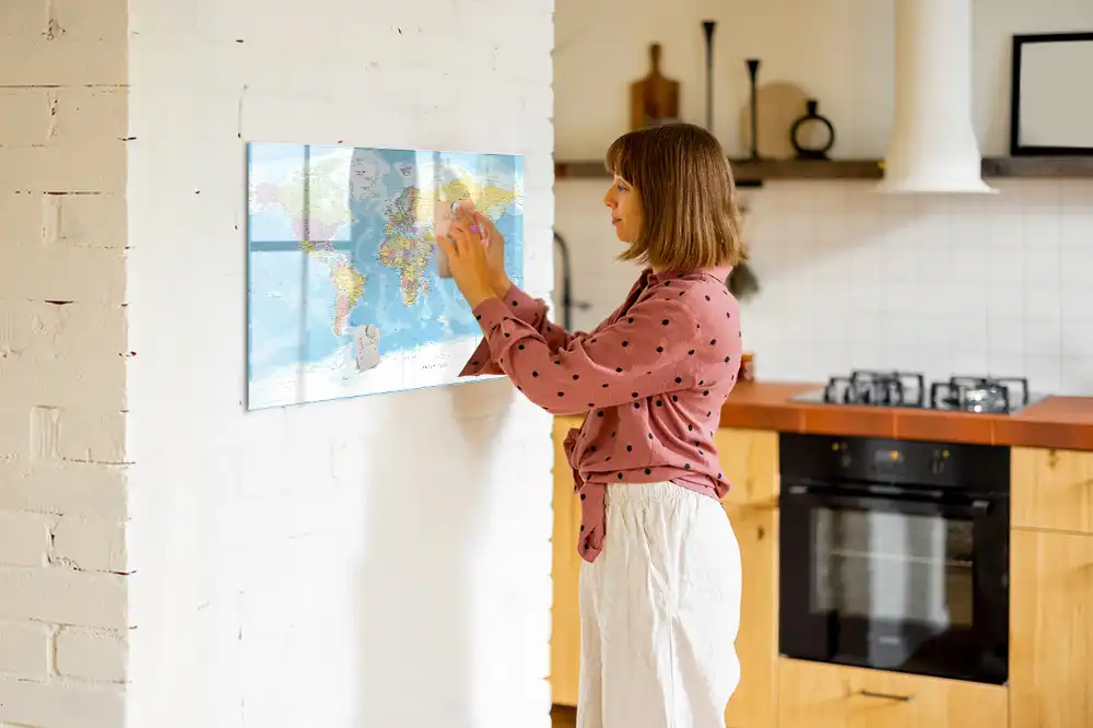 Tableau magnétique éducatif carte politique des continents