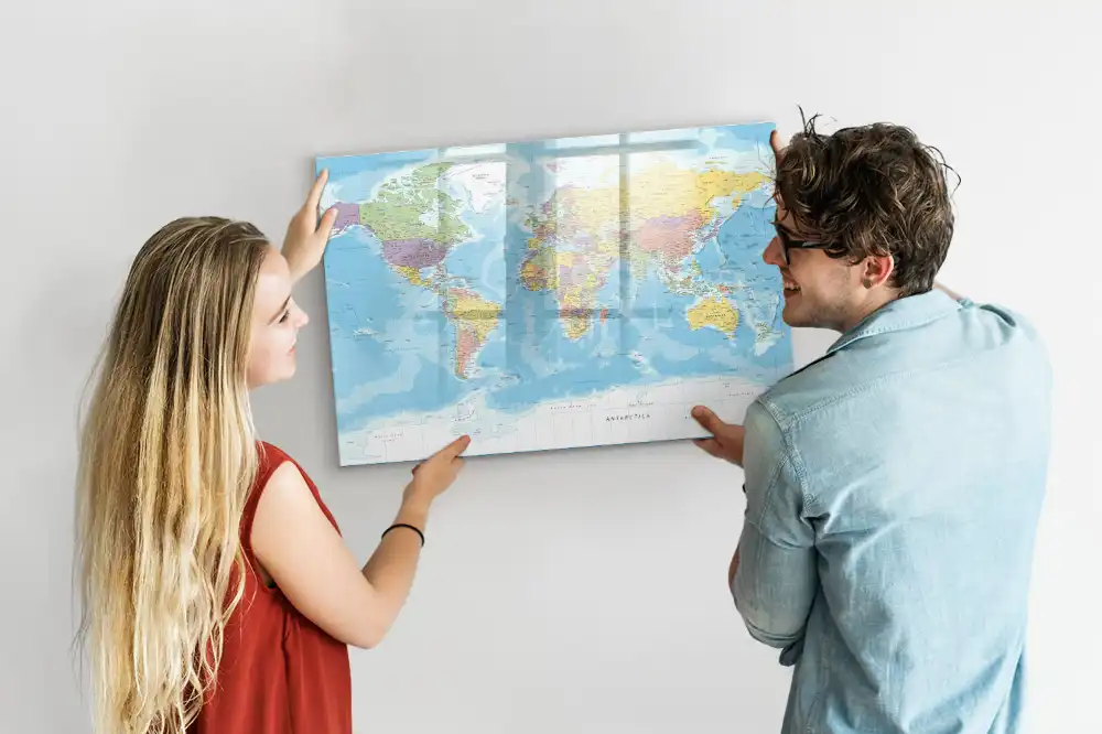Tableau magnétique éducatif carte politique des continents