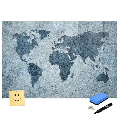 Tableau blanc magnétique effaçable à sec avec carte du monde sur toile