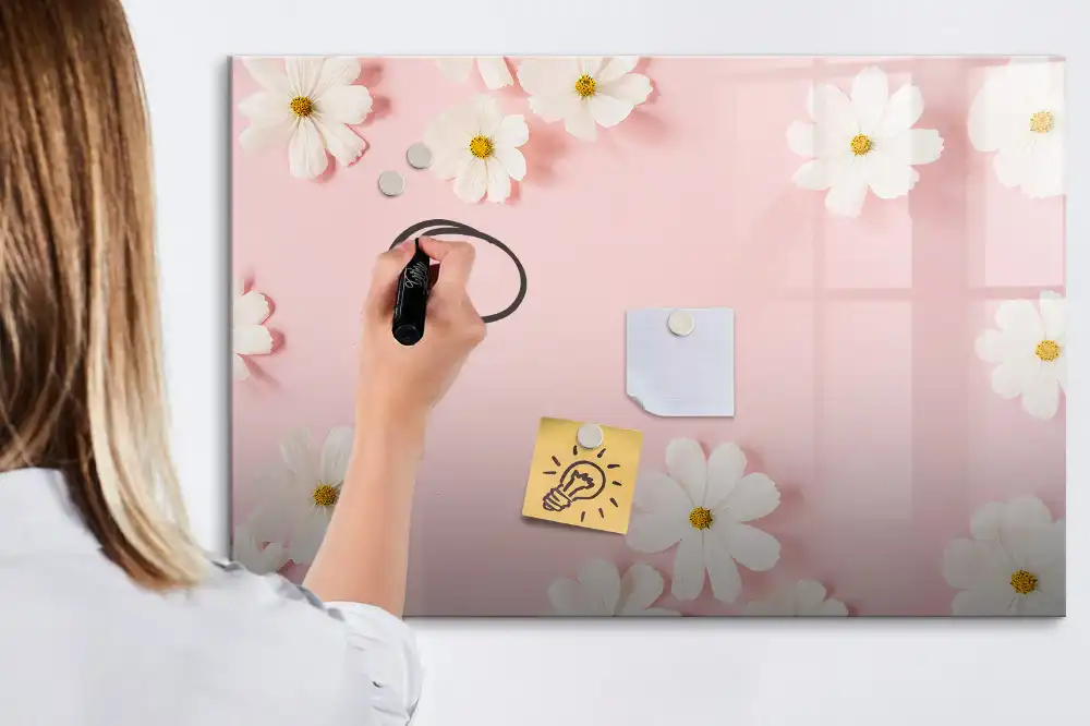 Tableau magnétique à dessiner motif marguerites des champs