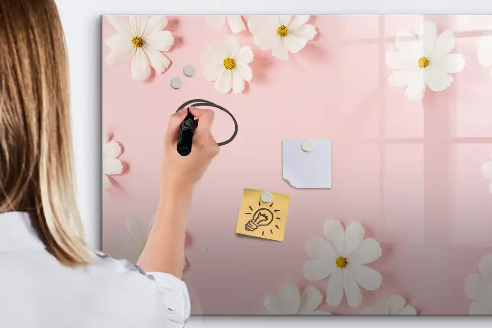 Tableau magnétique à dessiner motif marguerites des champs