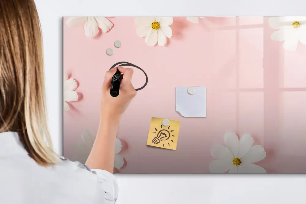 Tableau magnétique à dessiner motif marguerites des champs