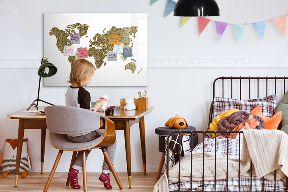 Tableau magnétique éducatif carte du monde