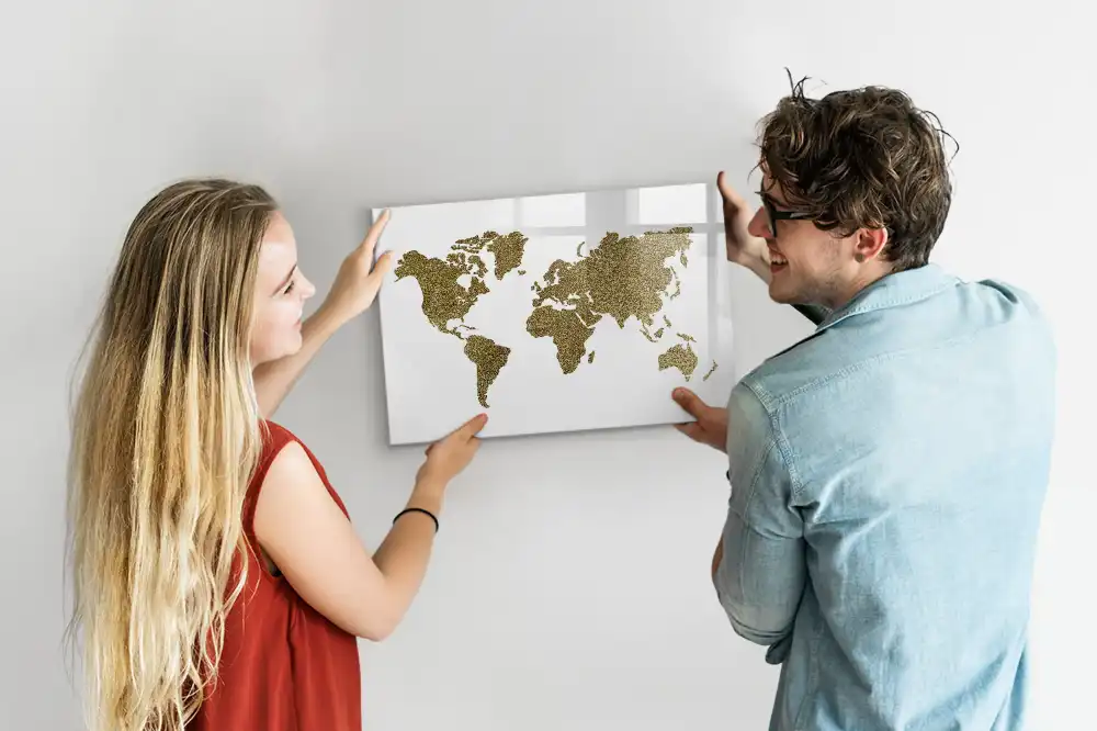Tableau magnétique éducatif carte du monde