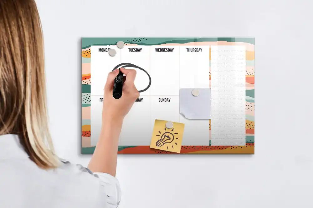 Tableau magnétique agenda hebdomadaire à dessiner