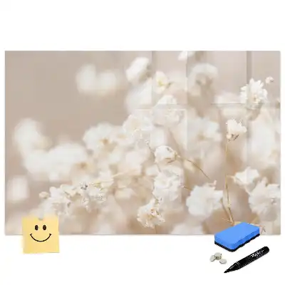 Tableau magnétique pour écriture motif fleurs blanches