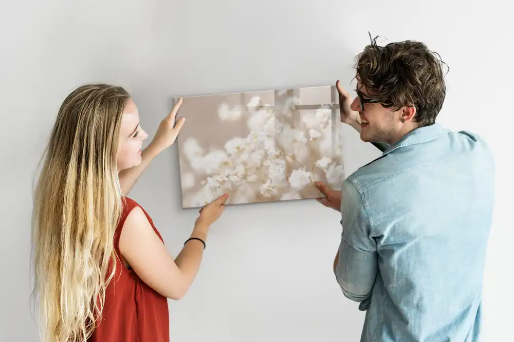 Tableau magnétique pour écriture motif fleurs blanches