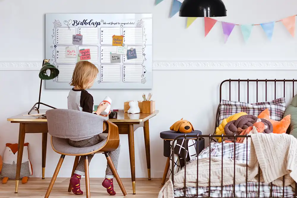 Tableau blanc magnétique effaçable à sec pour rappel d'anniversaire