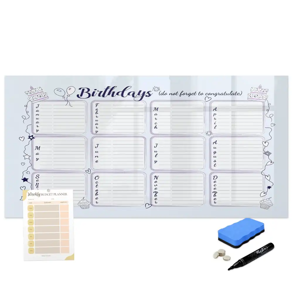 Tableau blanc magnétique effaçable à sec pour rappel d'anniversaire