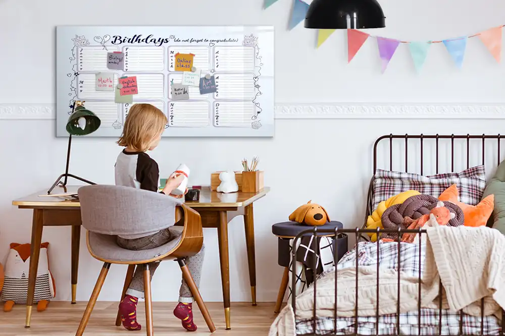 Tableau blanc magnétique effaçable à sec pour rappel d'anniversaire