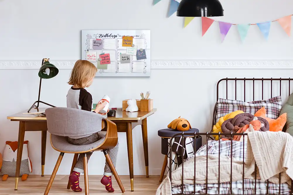 Tableau blanc magnétique effaçable à sec pour rappel d'anniversaire
