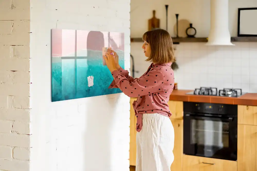 Tableau blanc magnétique effaçable à sec avec cadre doré