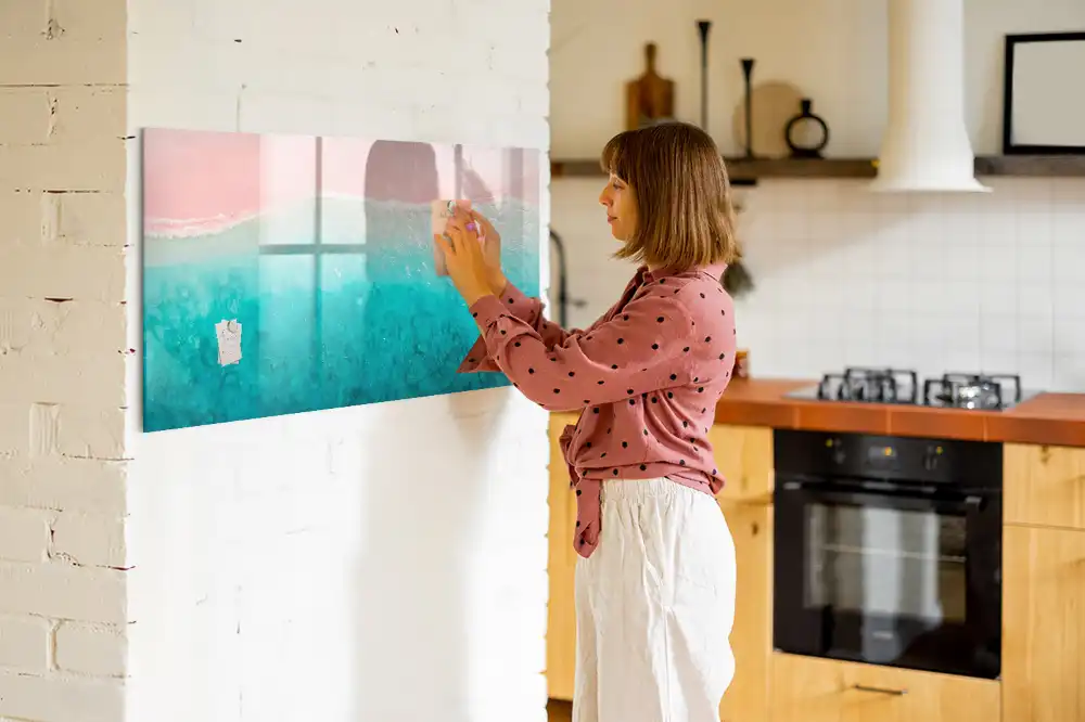 Tableau blanc magnétique effaçable à sec avec cadre doré