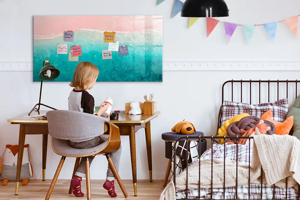 Tableau blanc magnétique effaçable à sec avec cadre doré