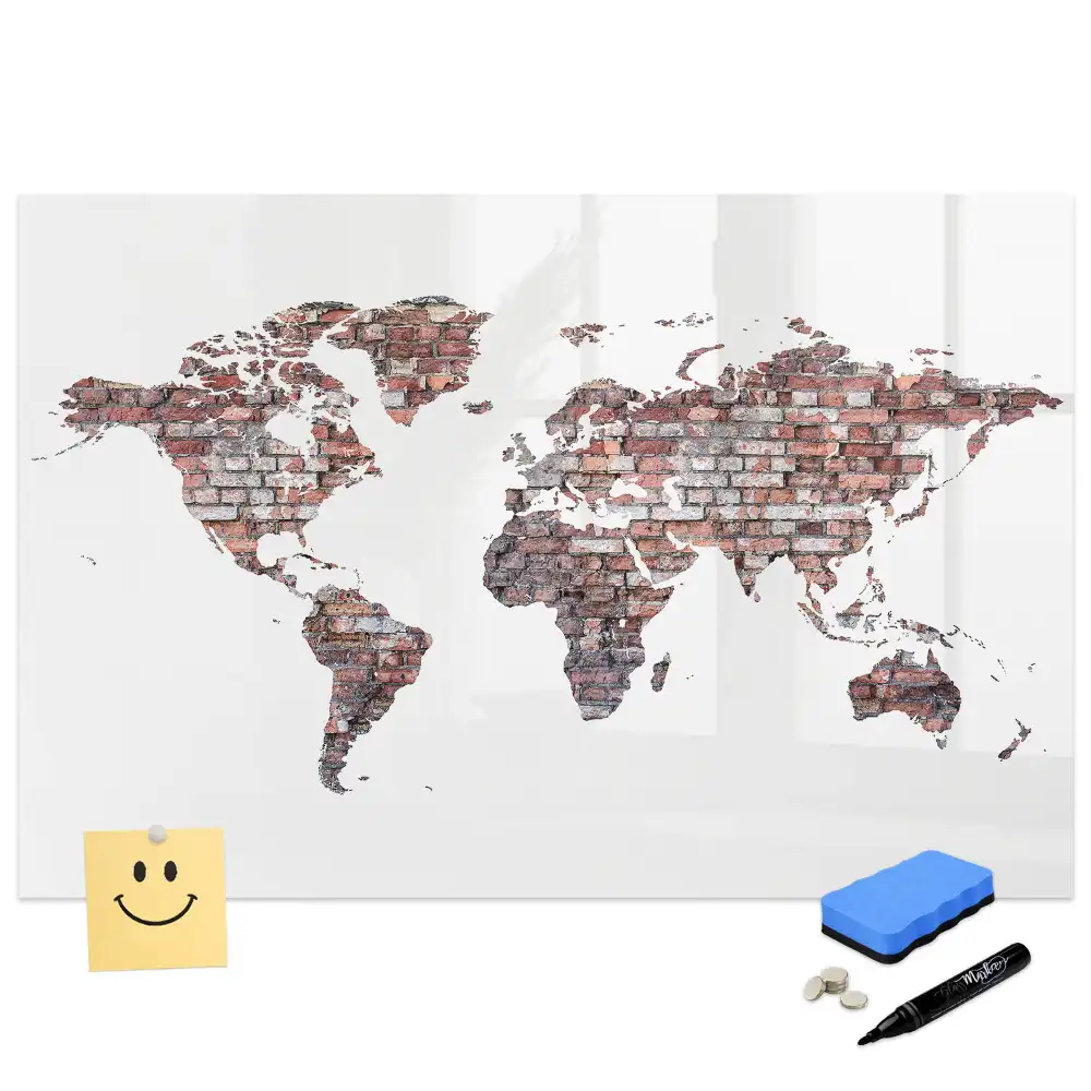 Tableau magnétique mural en forme de continents pour dessin