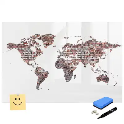 Tableau magnétique mural en forme de continents pour dessin