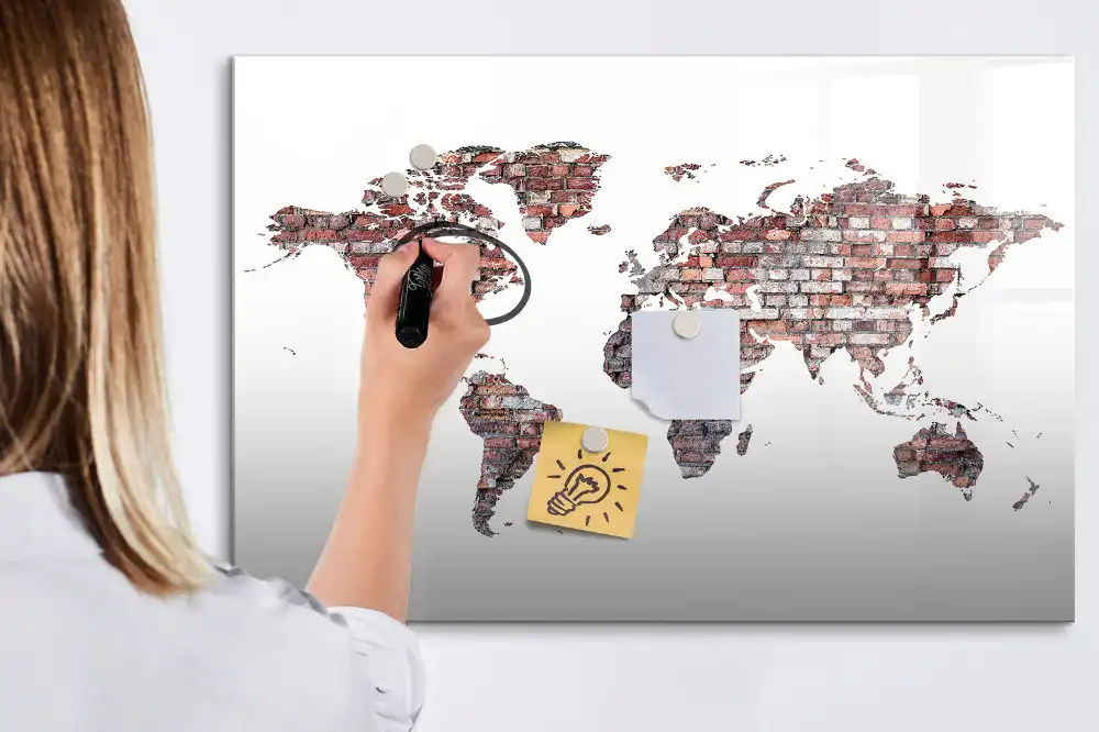 Tableau magnétique mural en forme de continents pour dessin