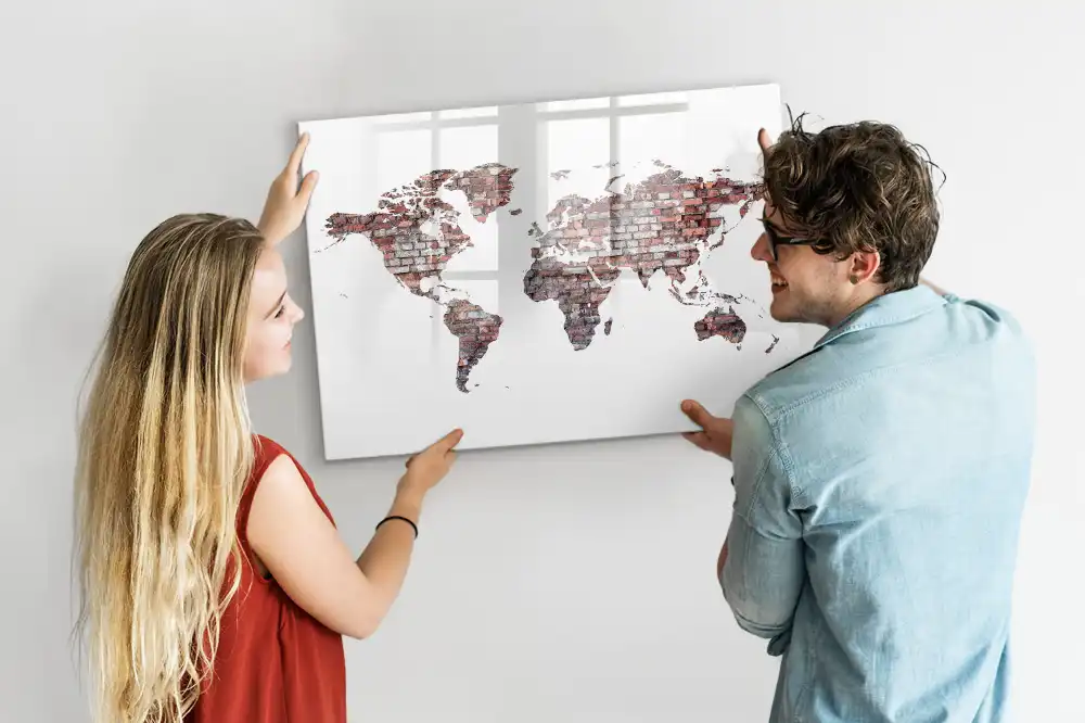 Tableau magnétique mural en forme de continents pour dessin