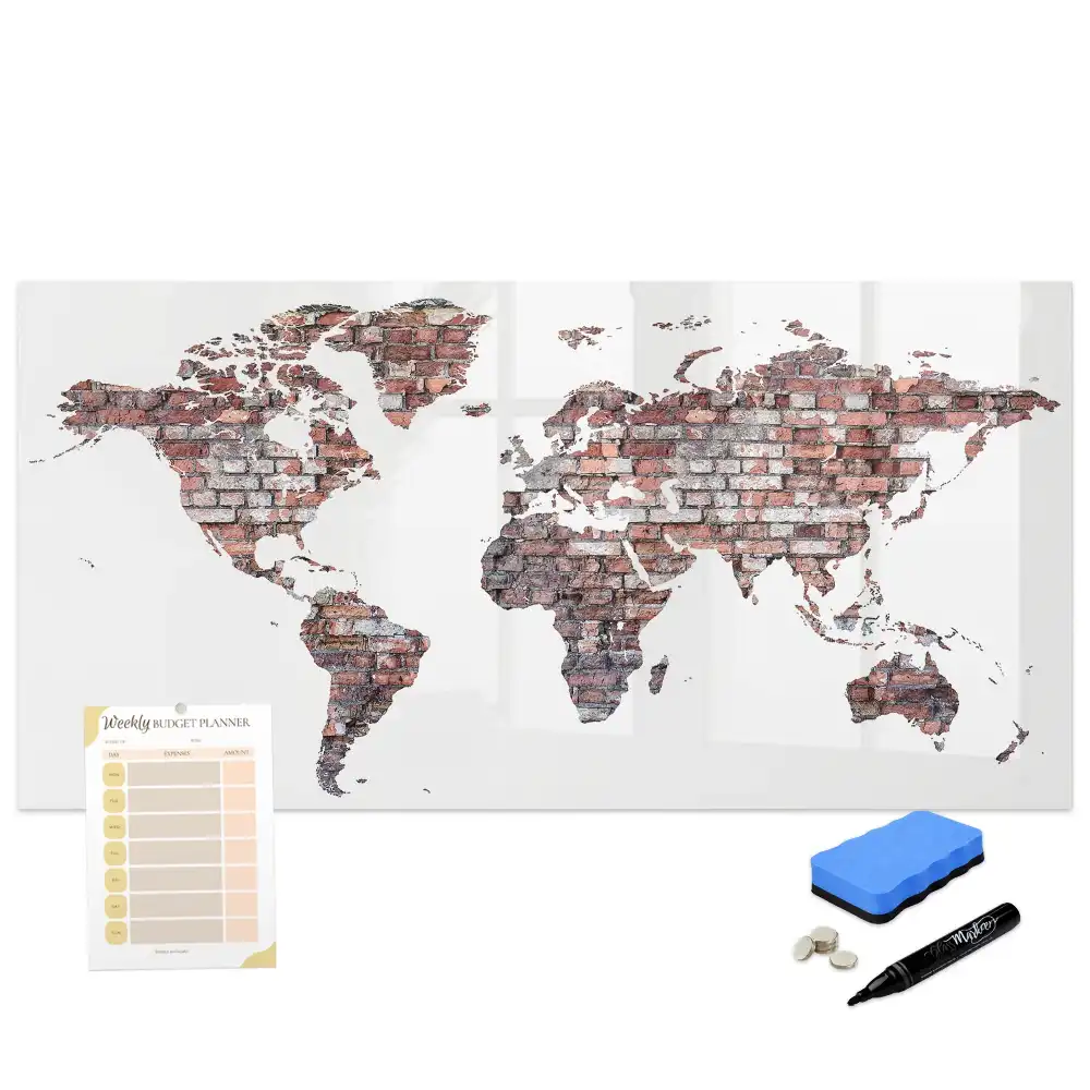 Tableau magnétique mural en forme de continents pour dessin