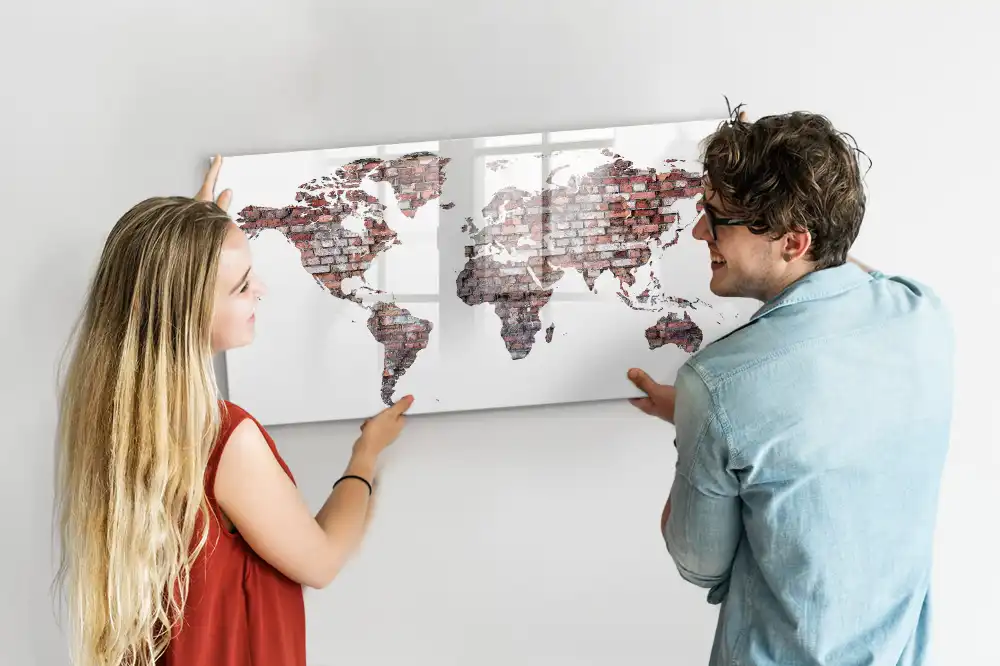 Tableau magnétique mural en forme de continents pour dessin