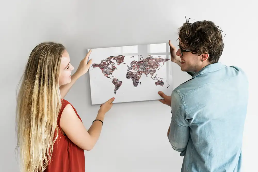Tableau magnétique mural en forme de continents pour dessin