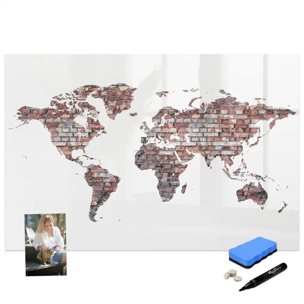 Tableau magnétique mural en forme de continents pour dessin