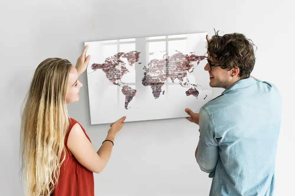 Tableau magnétique mural en forme de continents pour dessin