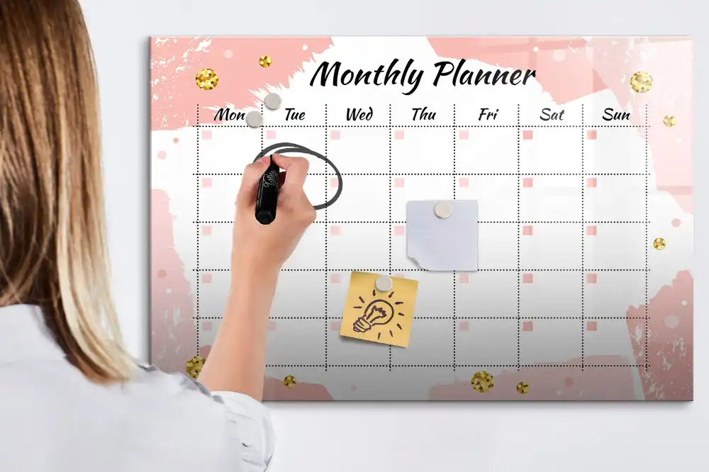Tableau magnétique calendrier mensuel pour écriture