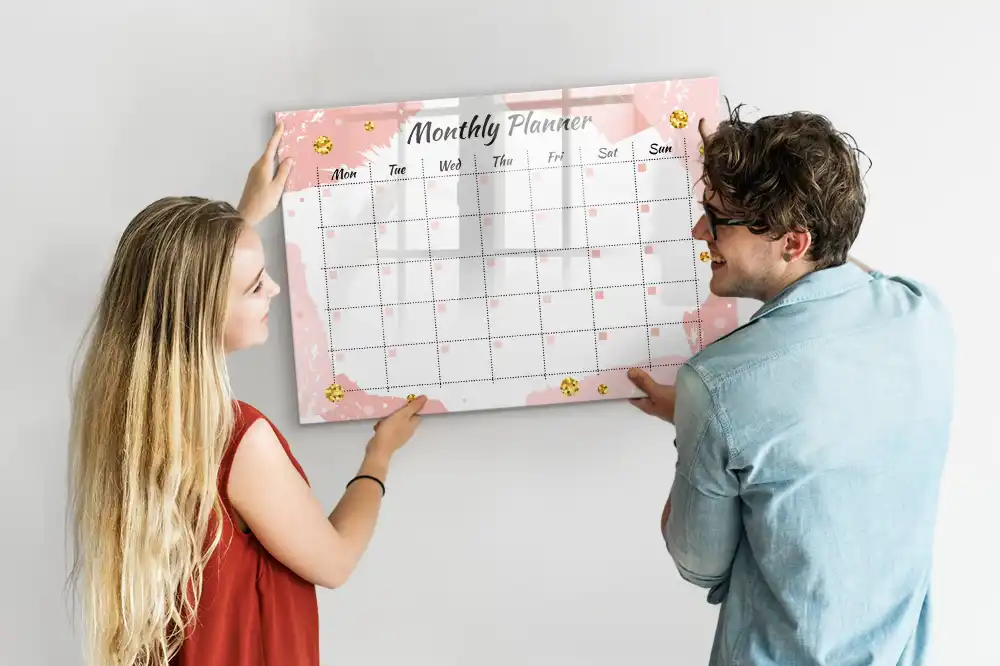 Tableau magnétique calendrier mensuel pour écriture