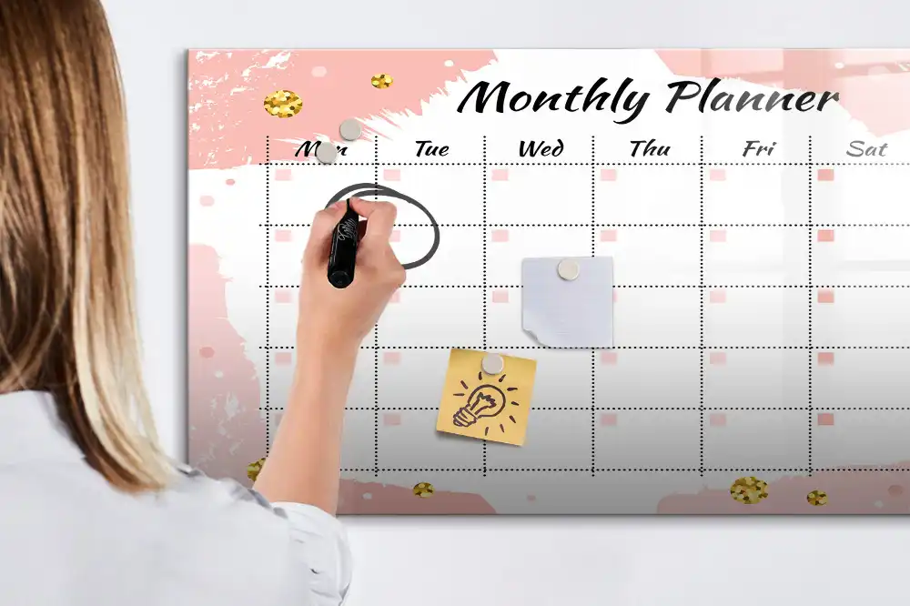 Tableau magnétique calendrier mensuel pour écriture