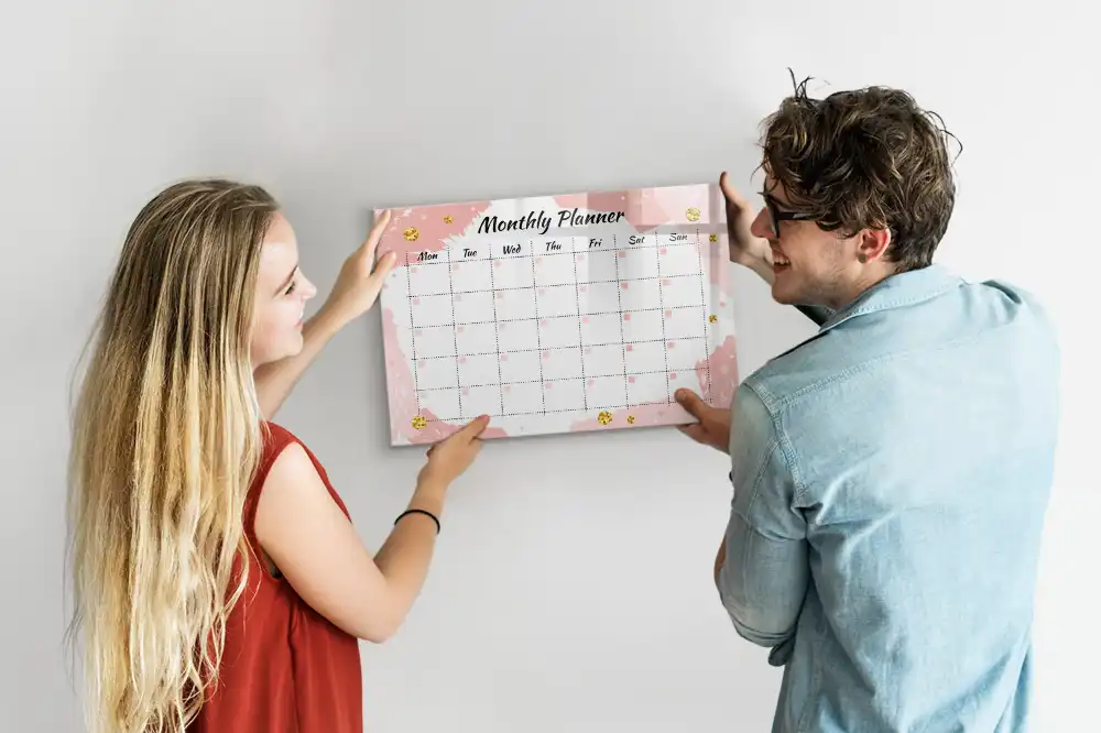 Tableau magnétique calendrier mensuel pour écriture