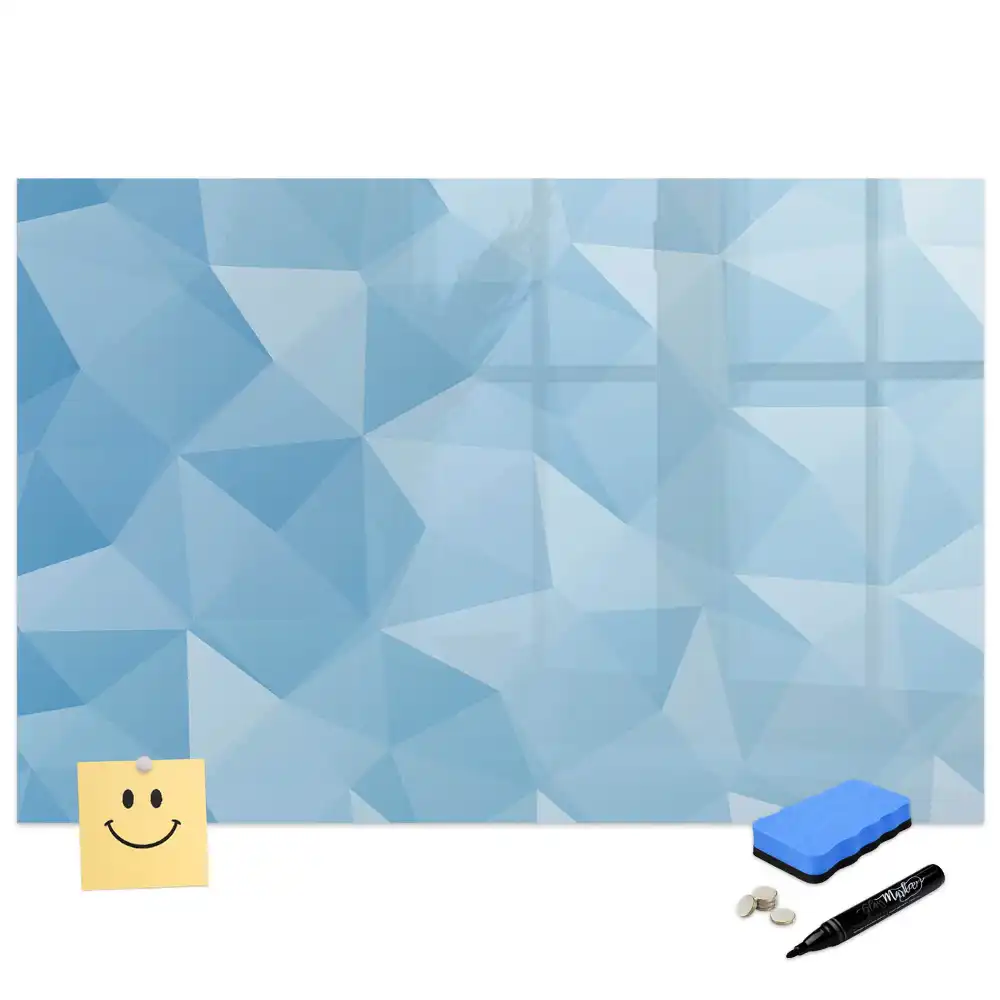 Tableau blanc magnétique effaçable à sec avec motif de pyramides abstraites