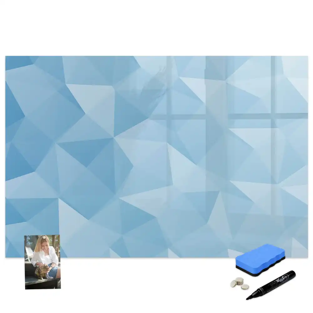 Tableau blanc magnétique effaçable à sec avec motif de pyramides abstraites