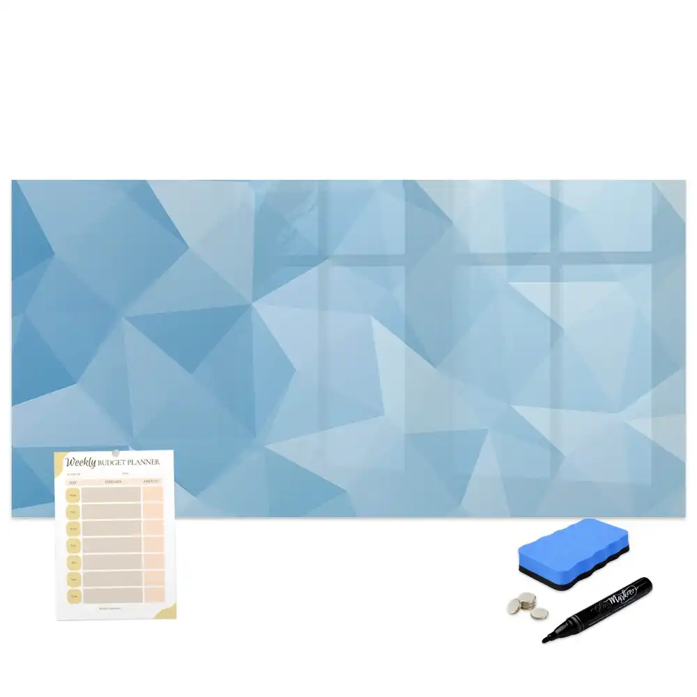 Tableau blanc magnétique effaçable à sec avec motif de pyramides abstraites